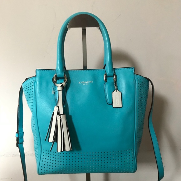 Coach Handbags - Coach Peg Perf Mini Tanner Robin blue handbag